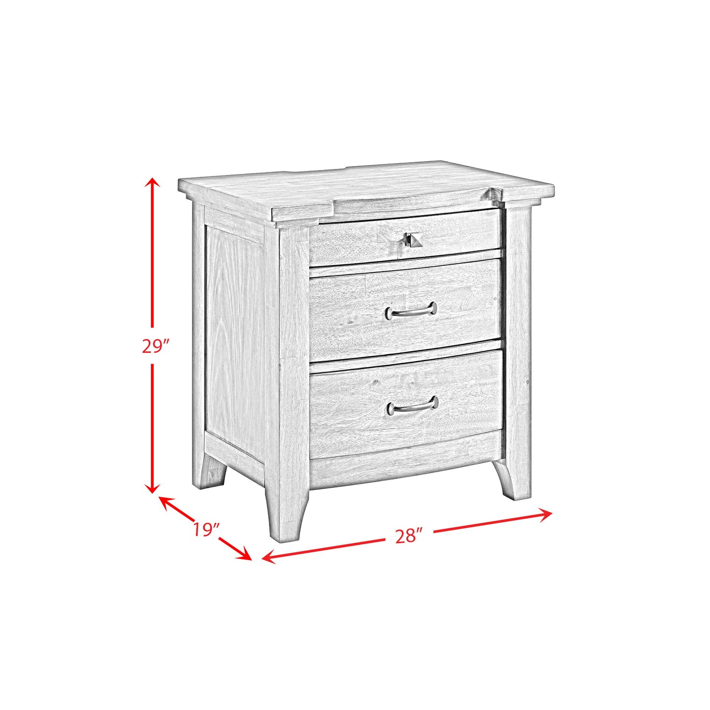 Gage - 3-Drawer Nightstand With USB And Power - Chestnut