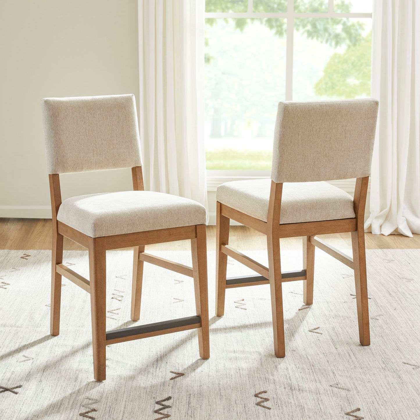 Millwork - Counter Chair (Set of 2) - White / Light Brown