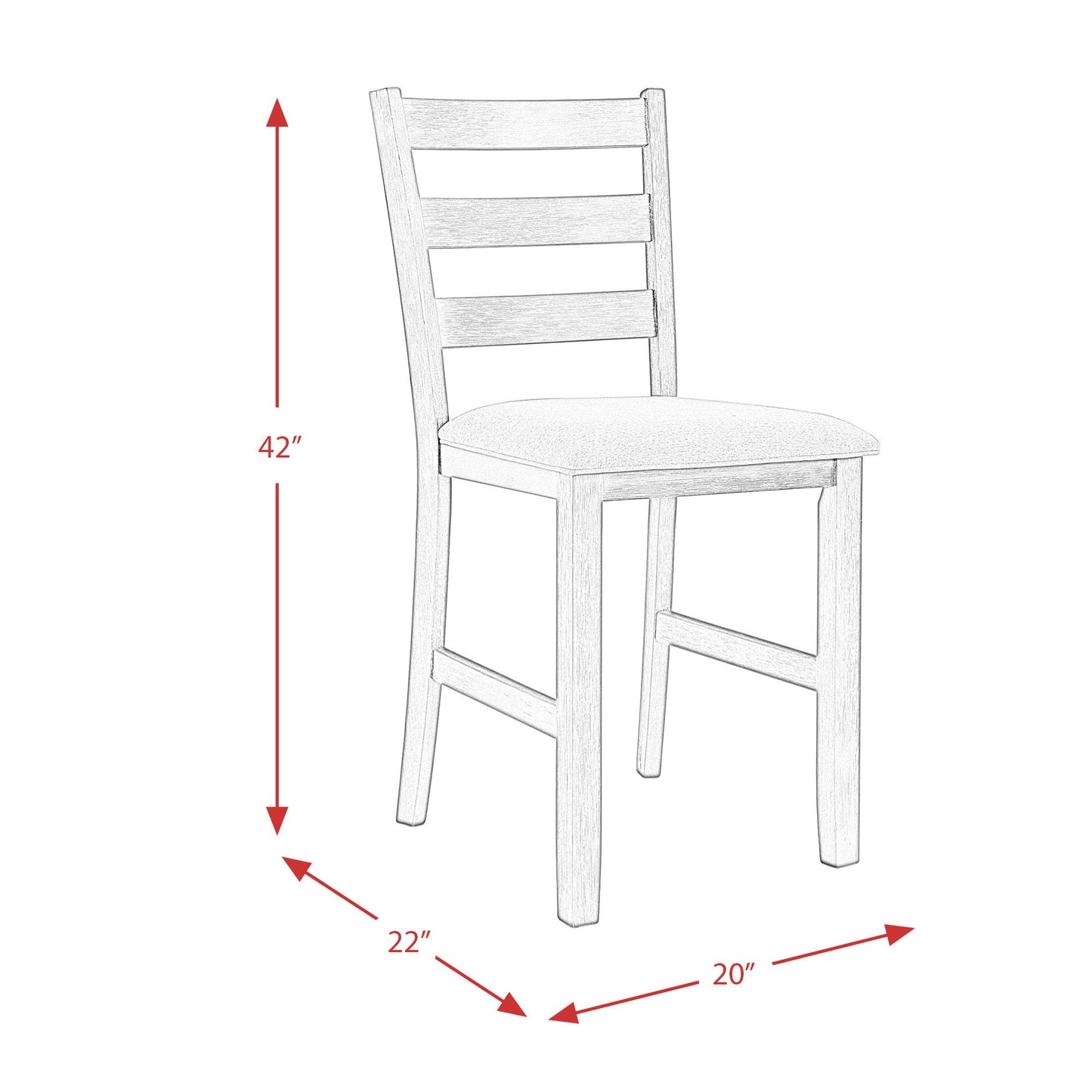 Martin - Counter Side Chair With Gray Fabric (Set of 2) - Black Finish