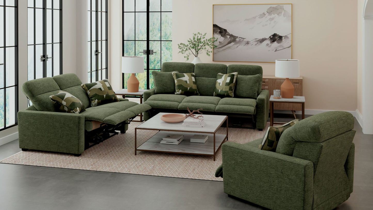 Ada - Power Adjustable Headrest Power Sofa With 3 Recliners - Camel