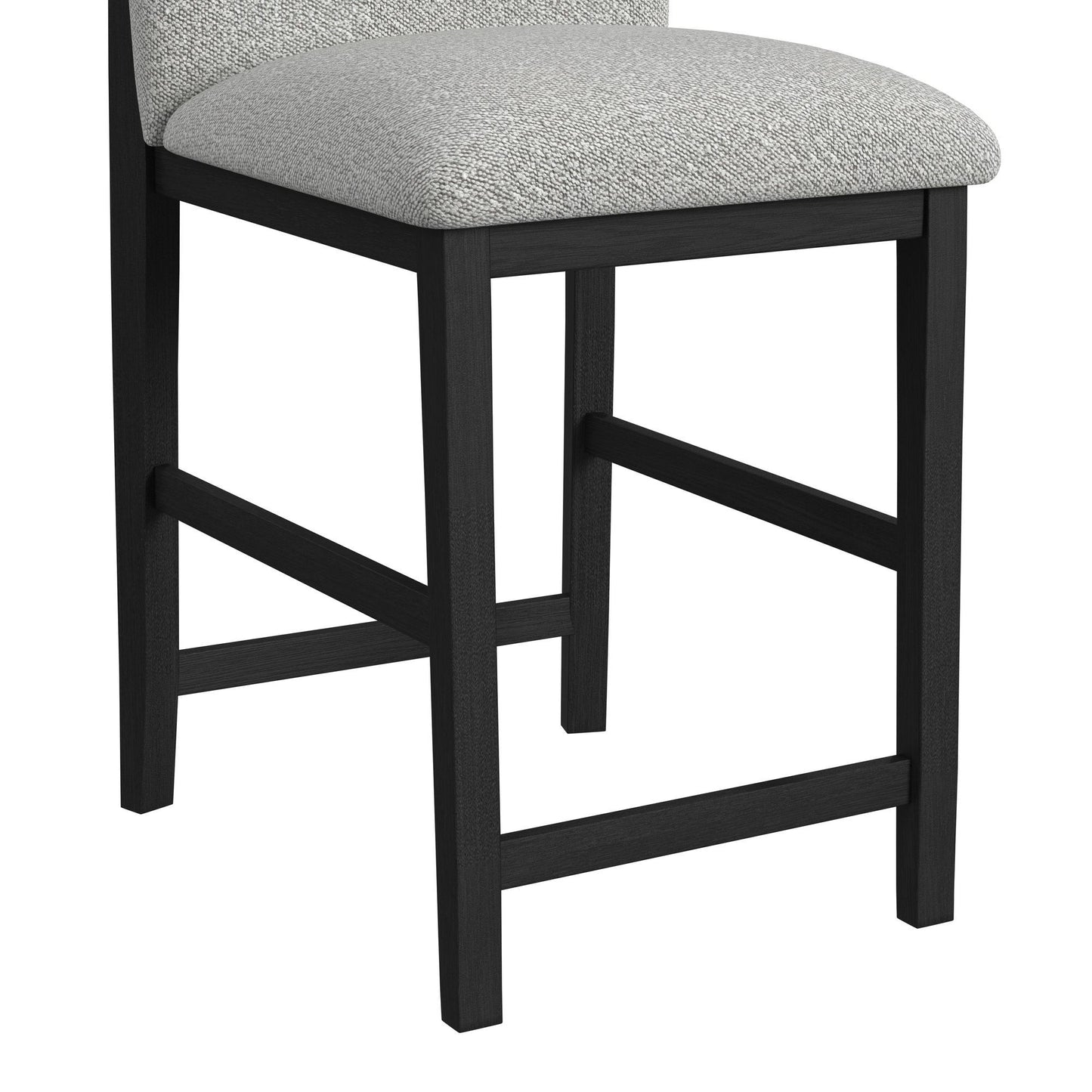 Portland - Round Back Barstool With Fabric (Set of 2) - Gray / Black