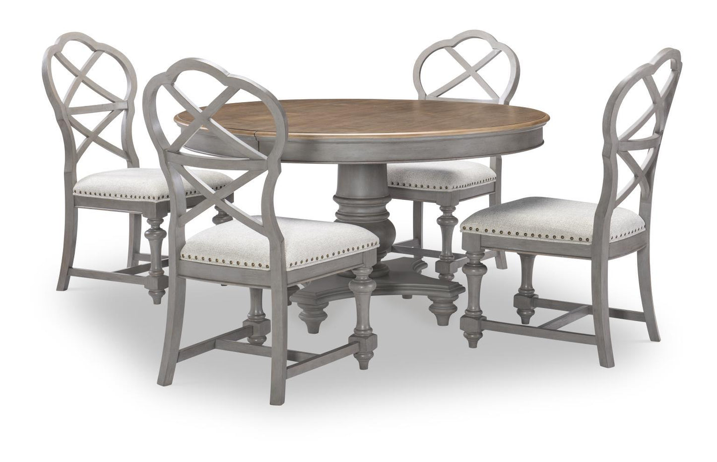 Kingston - X Back Side Chair (Set of 2) - Sandalwood Brown / Tweed Gray