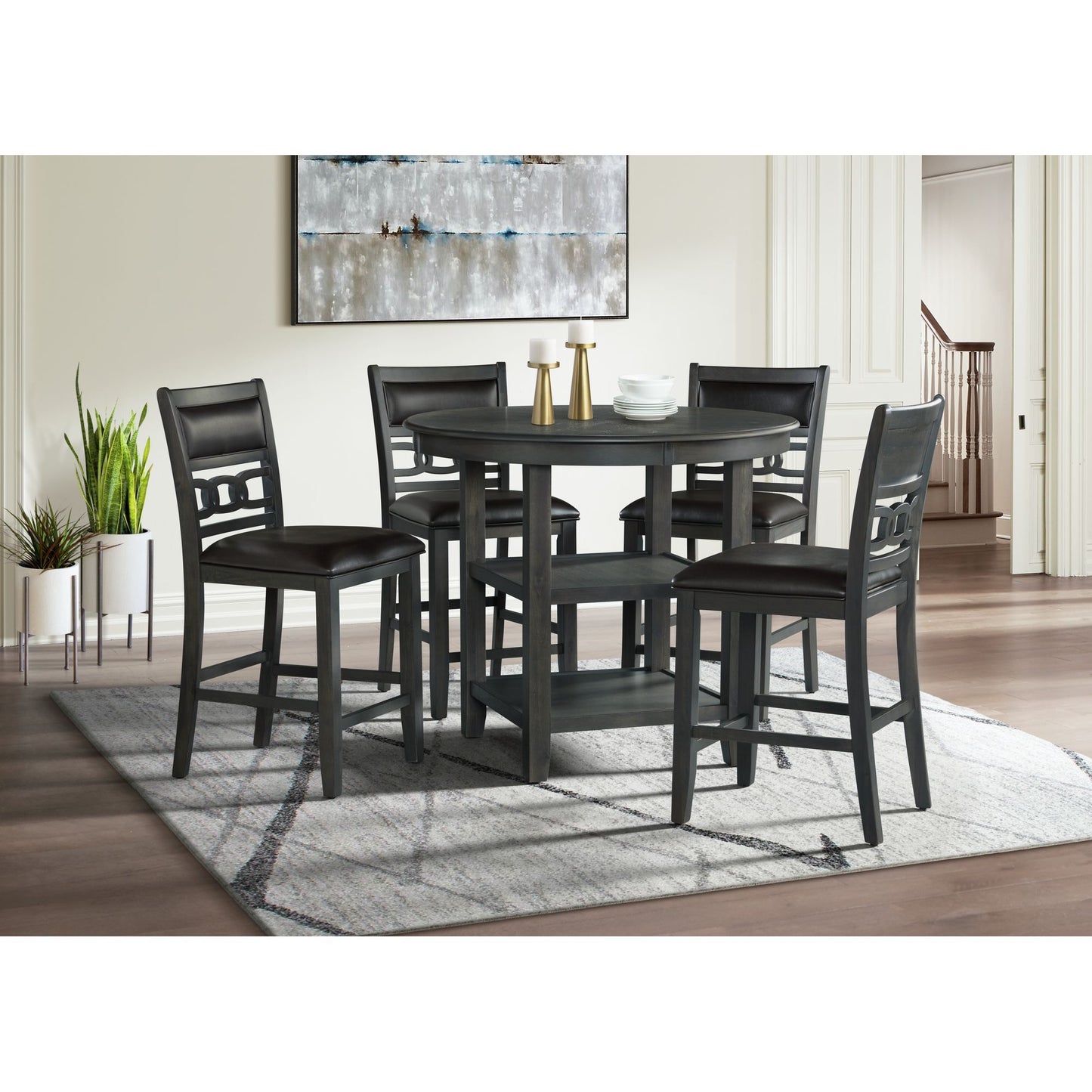 Amherst - Counter Side Chair With PU Cushion (Set of 2) - Gray Finish