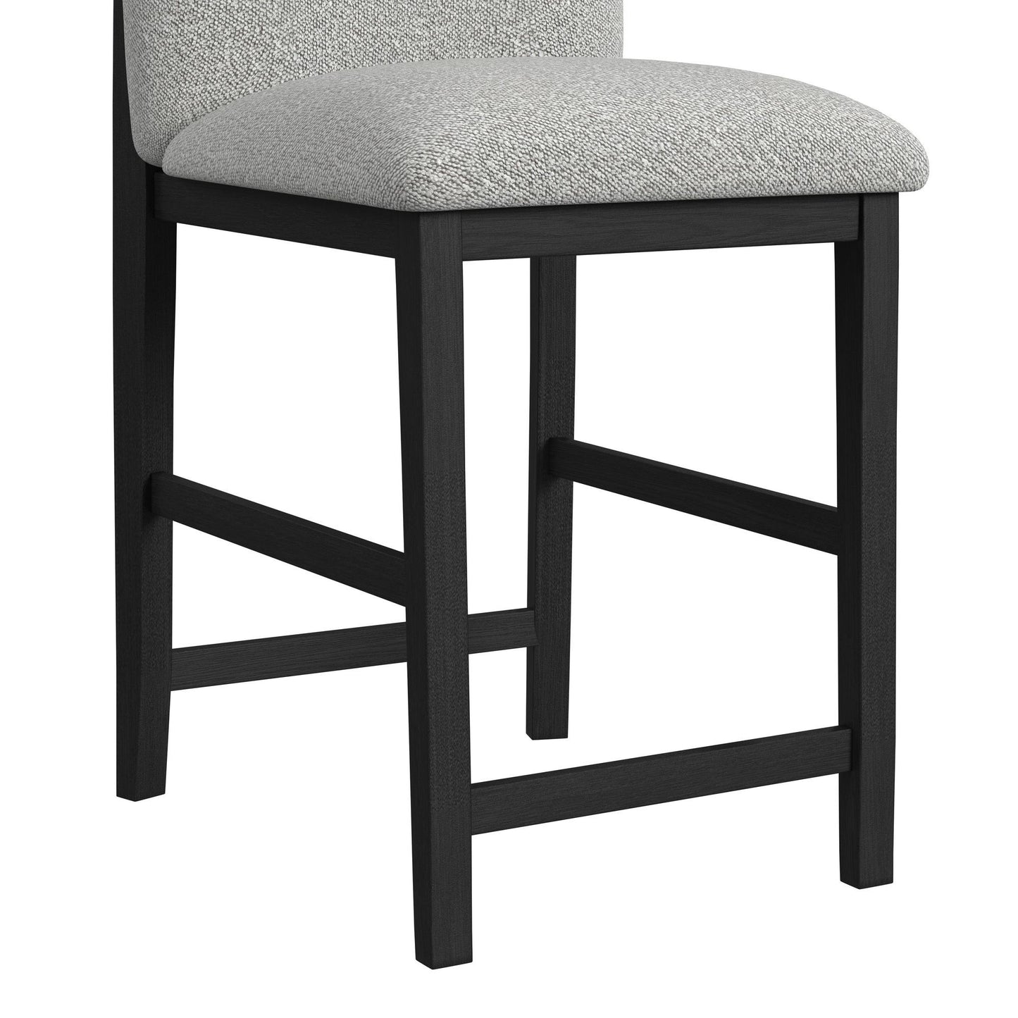Portland - Square Back Fabric Barstool (Set of 2) - Gray / Black