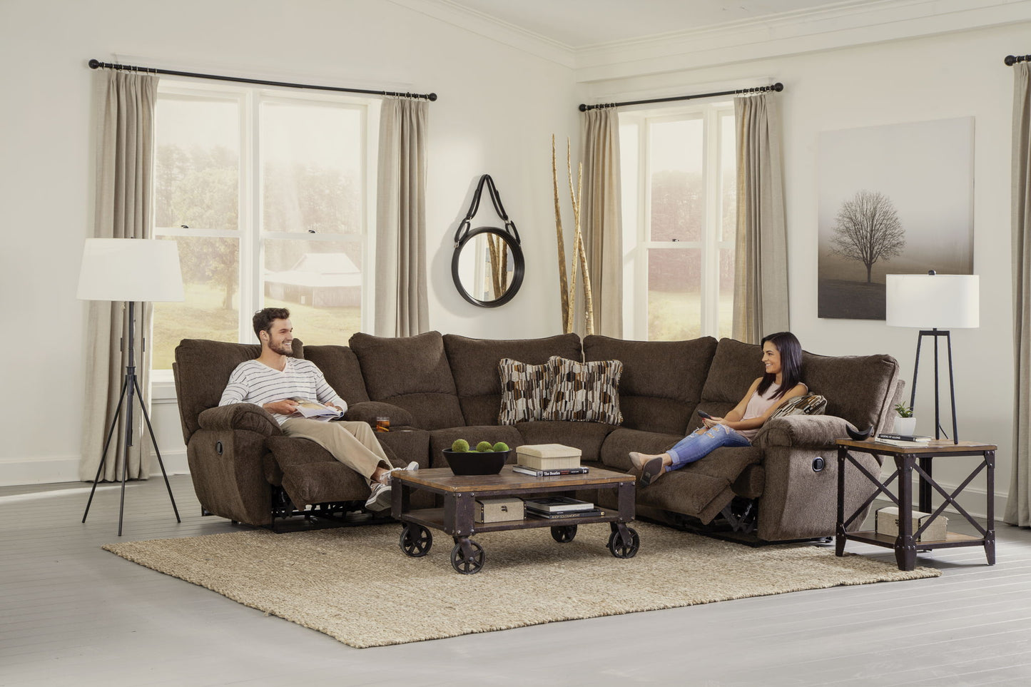 Elliott Sectional - Lay Flat Reclining LSF - Chocolate