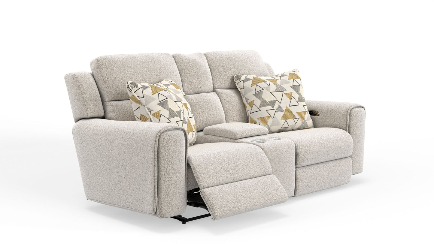 Micah - Power Headrest Power Deep Seat Reclining Console Loveseat - Oatmeal
