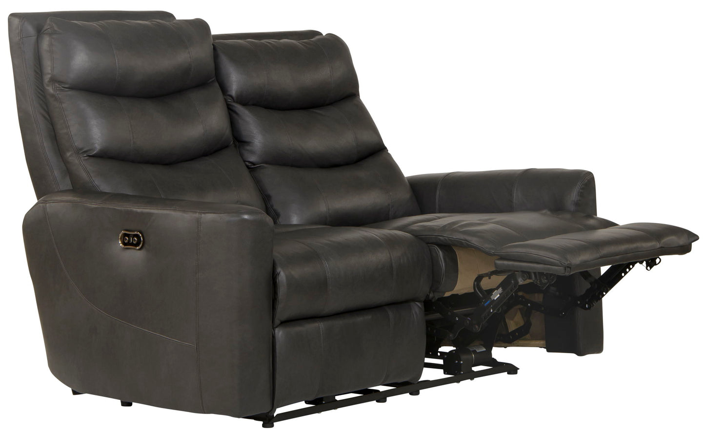 Bosa - Leather Power Reclining Loveseat - Charcoal