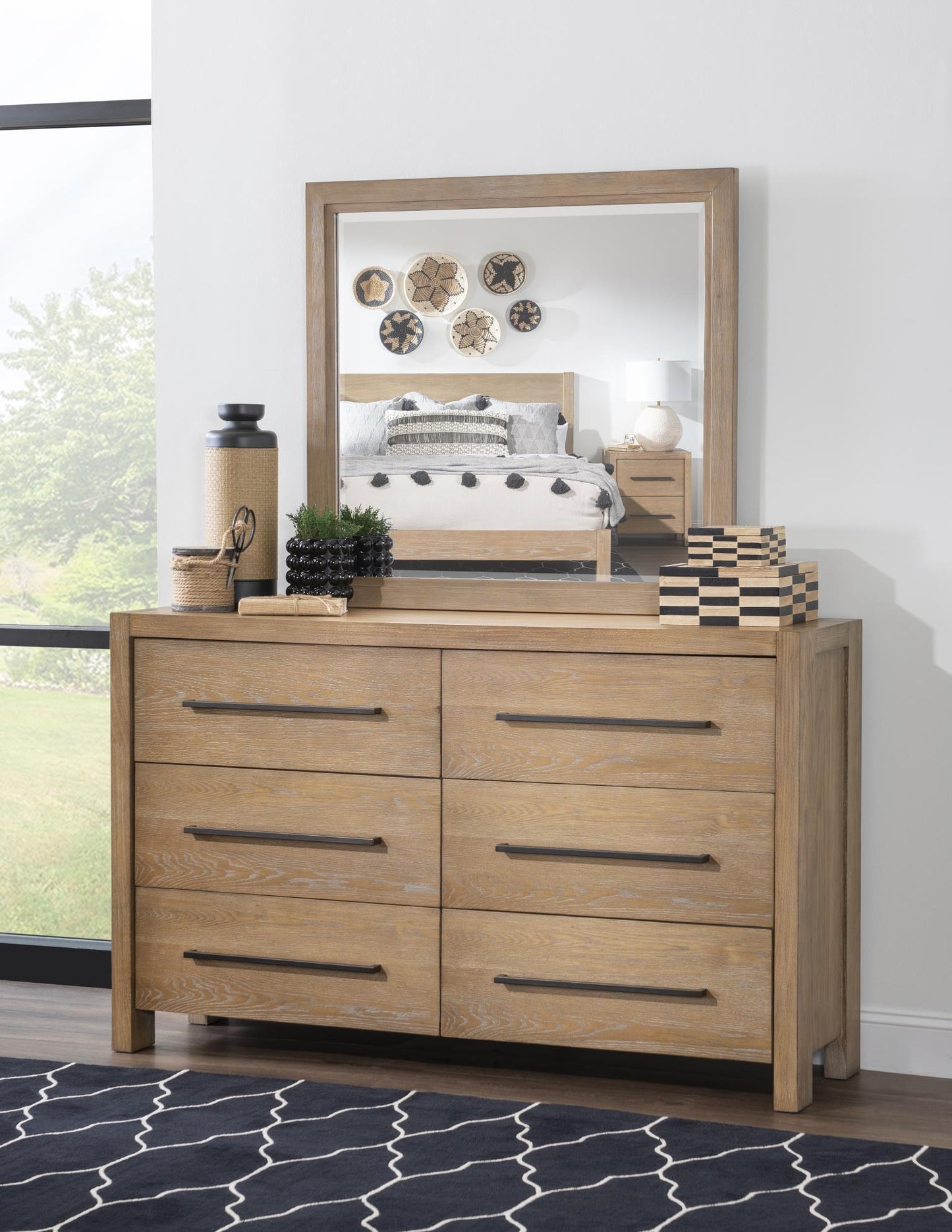 Horizons - Beveled Mirror - Weathered Oak