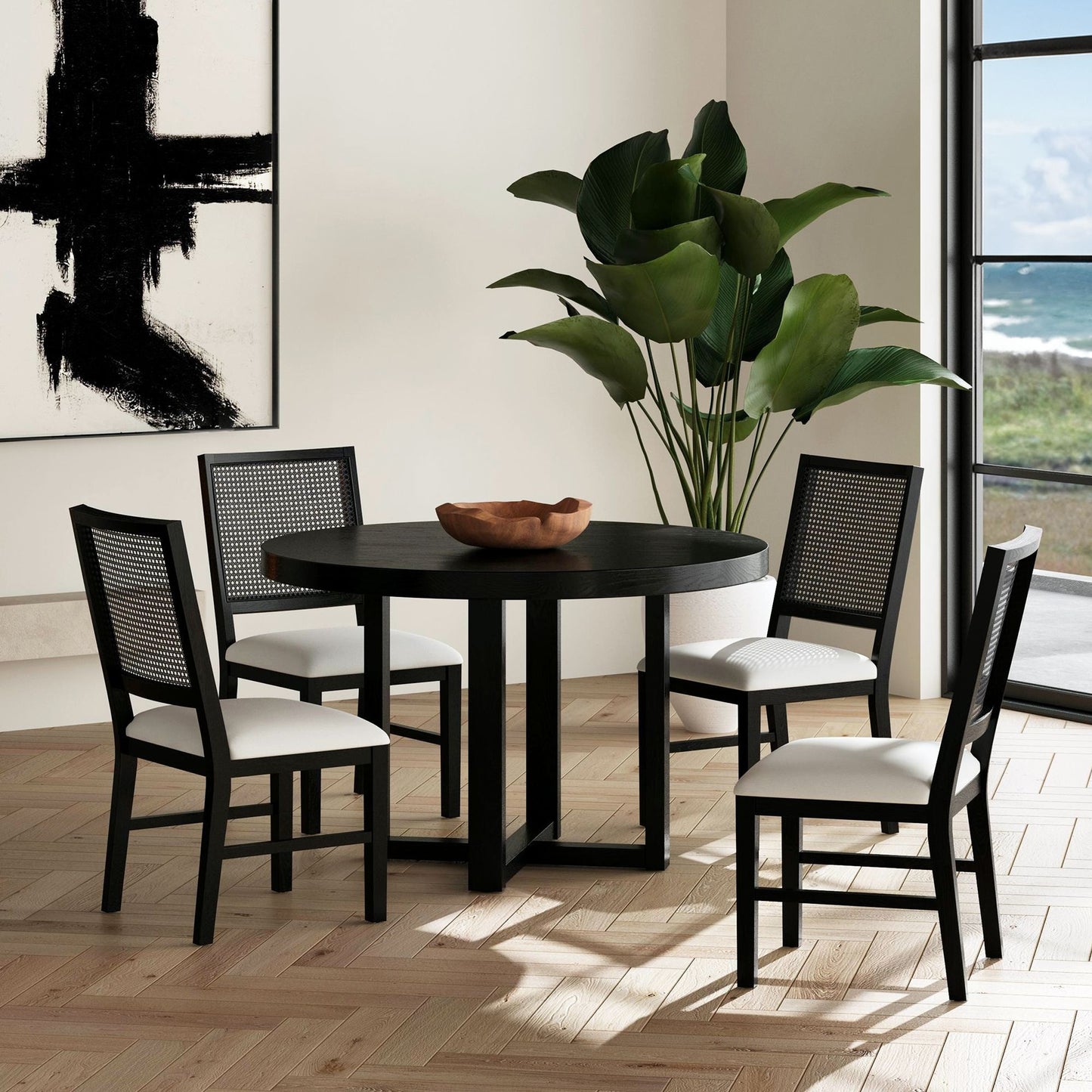 Bahama Breeze - Fabric Dining Chair (Set of 2) - White / Black