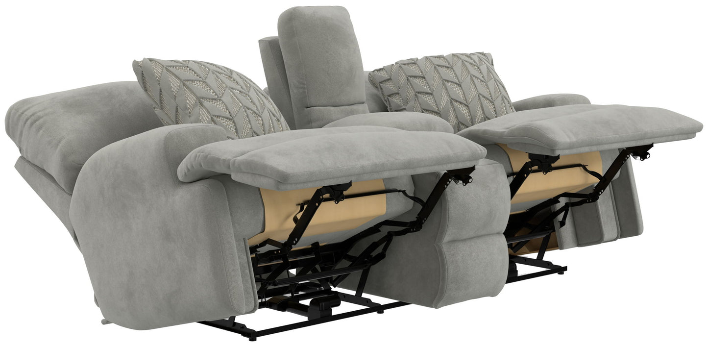 Renaldo - Power Console Loveseat With Zero Gravity Recline - Stone