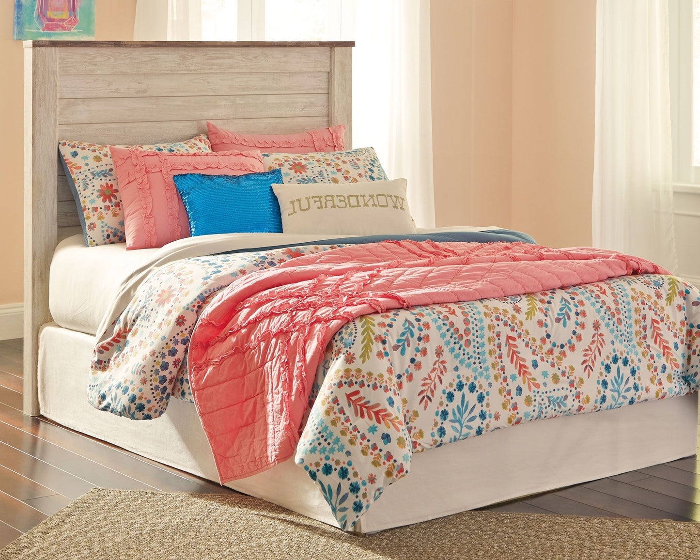 Willowton - Panel Headboard With Bolt On Bed Frame