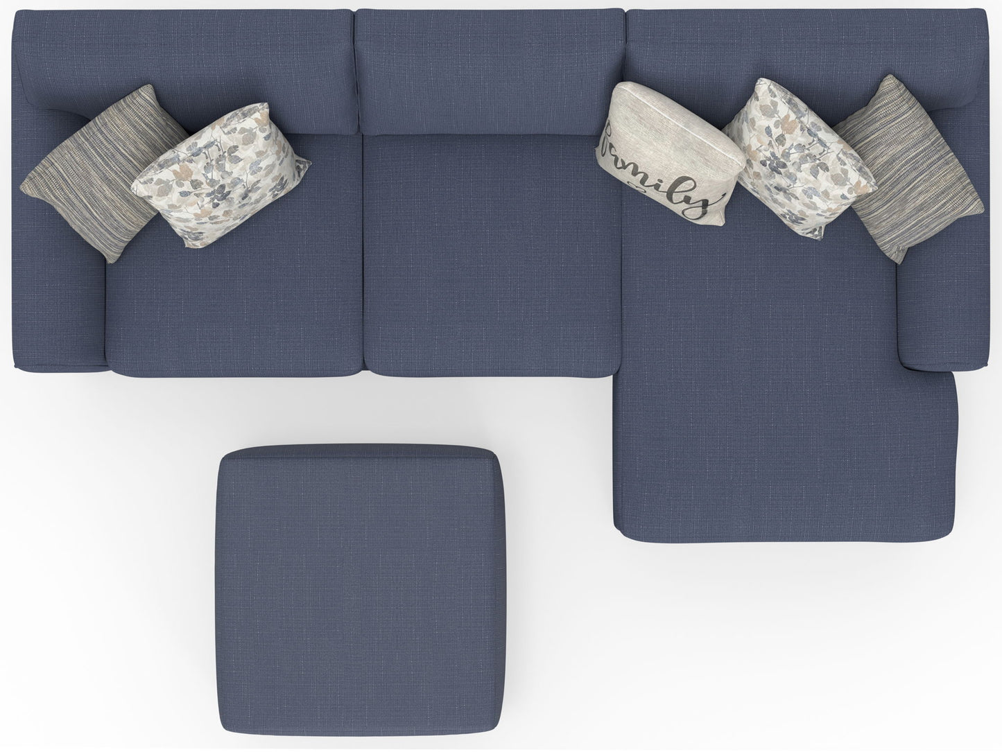 Cape May - Sofa Chaise With Comfort Coil Seating, 41" Cocktail Ottoman And 5 Accent Pillows Included