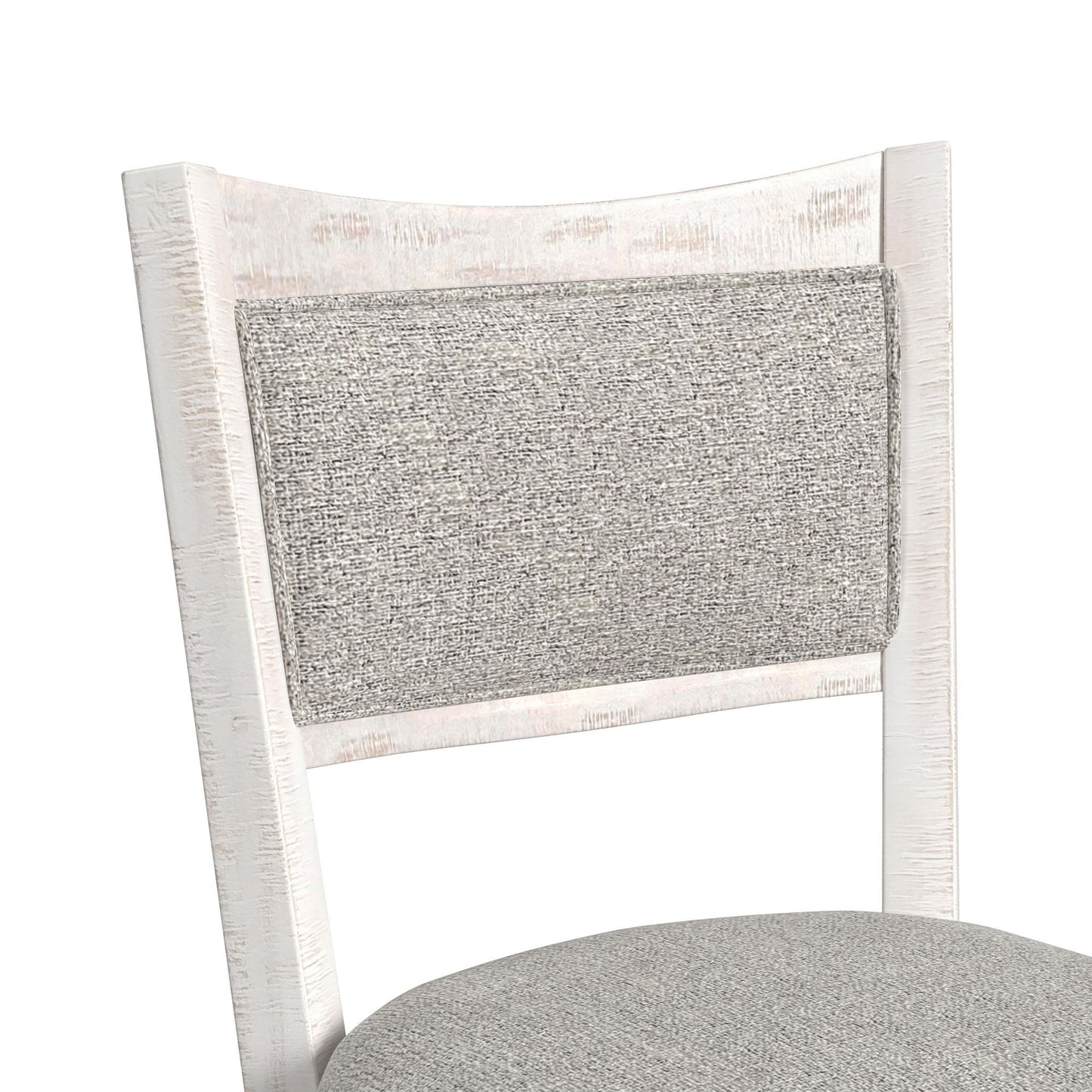 Rogen Rustic Swivel Bar Stool with Grey Fabric in Rustic White (2 Per Carton)