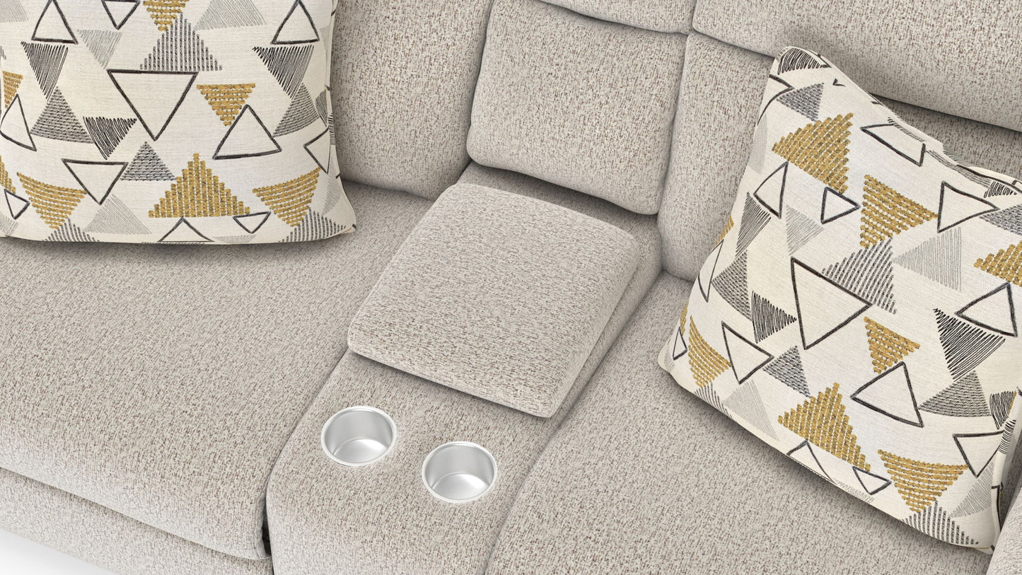 Micah - Power Headrest Power Deep Seat Reclining Console Loveseat - Oatmeal