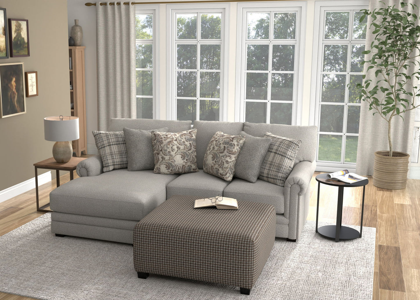 Livingston - Sectional With Comfort Coil Seating, 40" Cocktail Ottoman And Accent Pillows Included