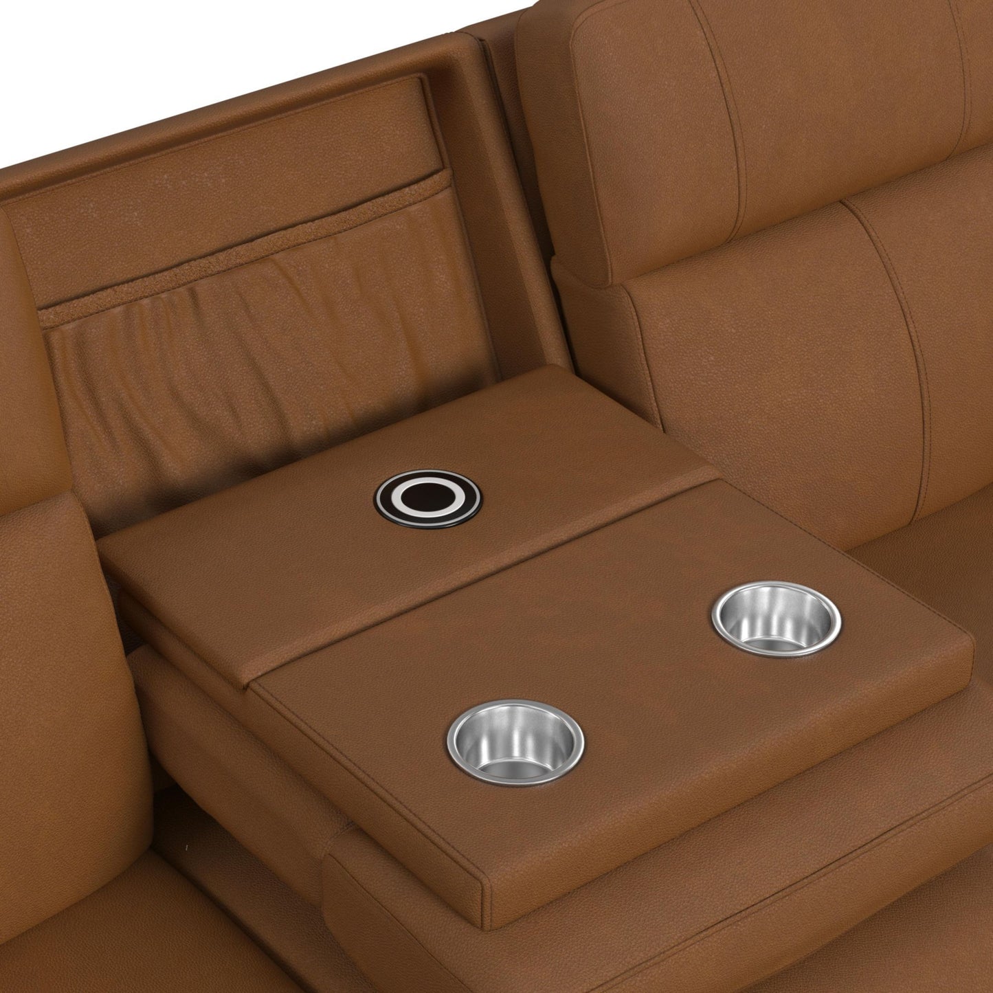 Mustang Power Motion Sofa with DDT; Wireless Charger; Power Headrest and Lumbar in Aline Butternut