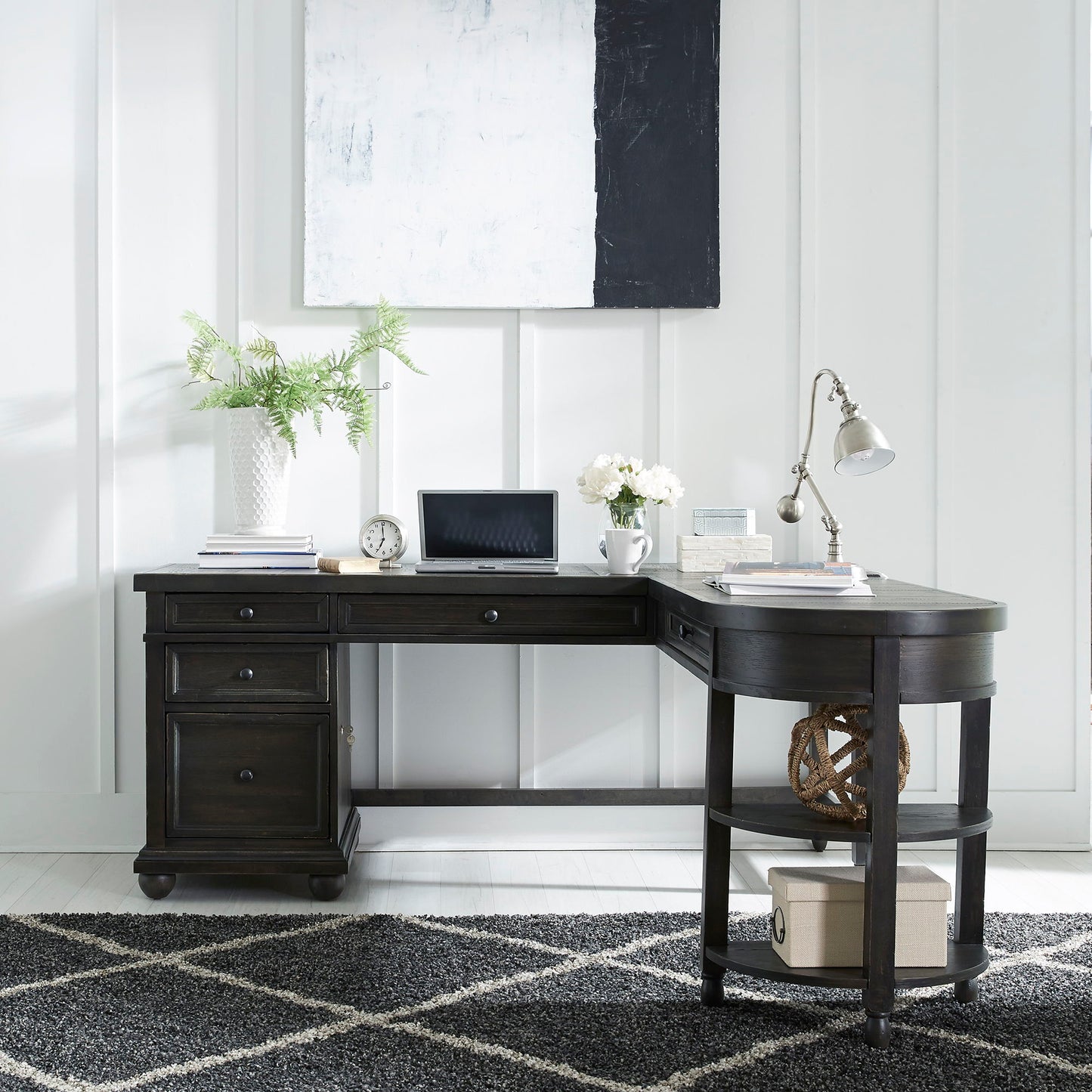 Harvest Home - L Writing Desk Top - Black
