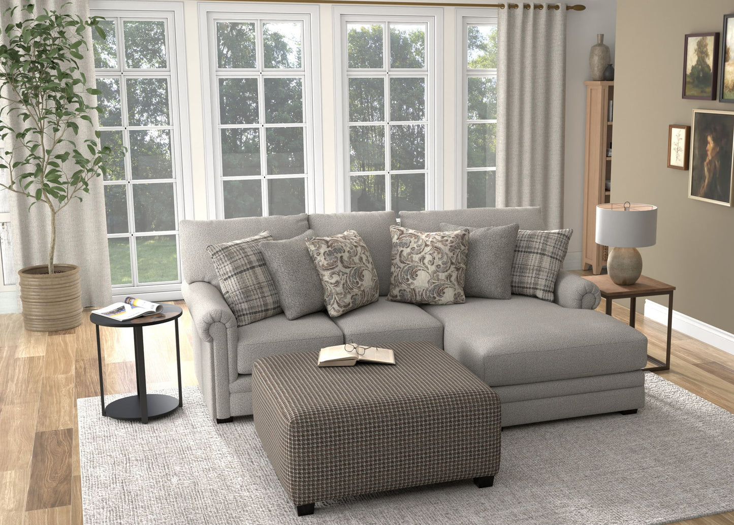Livingston - Sectional With Comfort Coil Seating, 40" Cocktail Ottoman And Accent Pillows Included