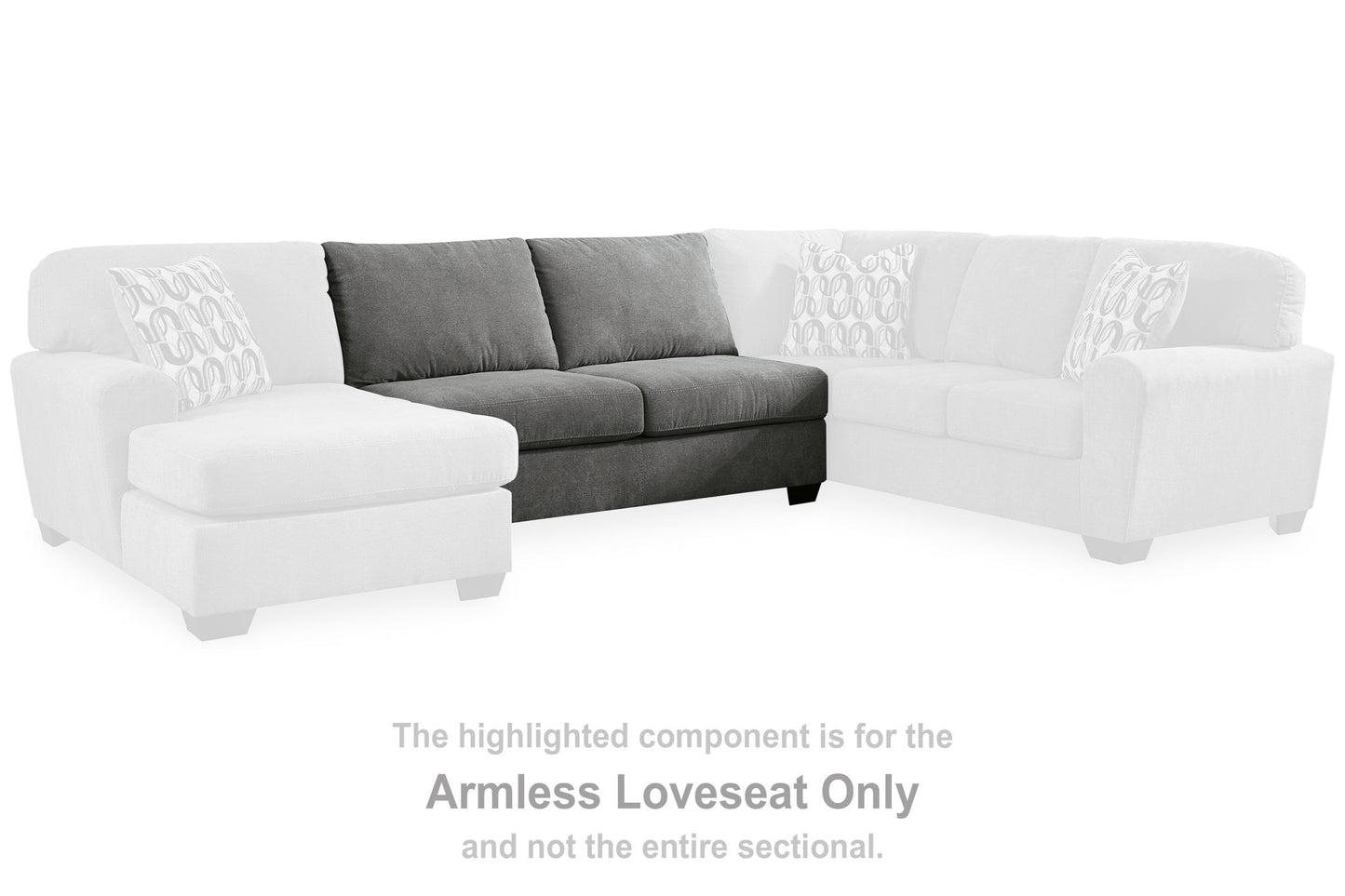 Birkdale Court - Armless Loveseat - Gray
