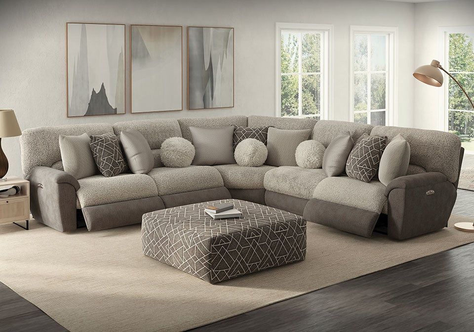 Rendezvous - 5 Piece Modular Sectional With 2 Reclining Seats - Umber