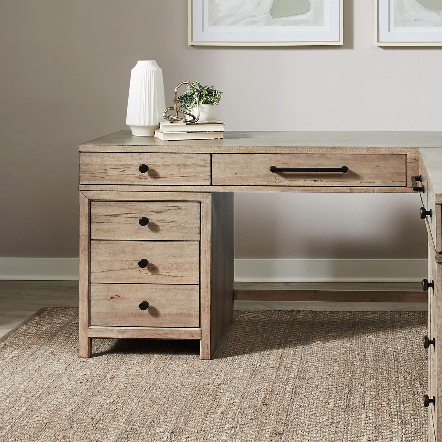 Proximity Place - L Writing Desk Base - Barley Buff