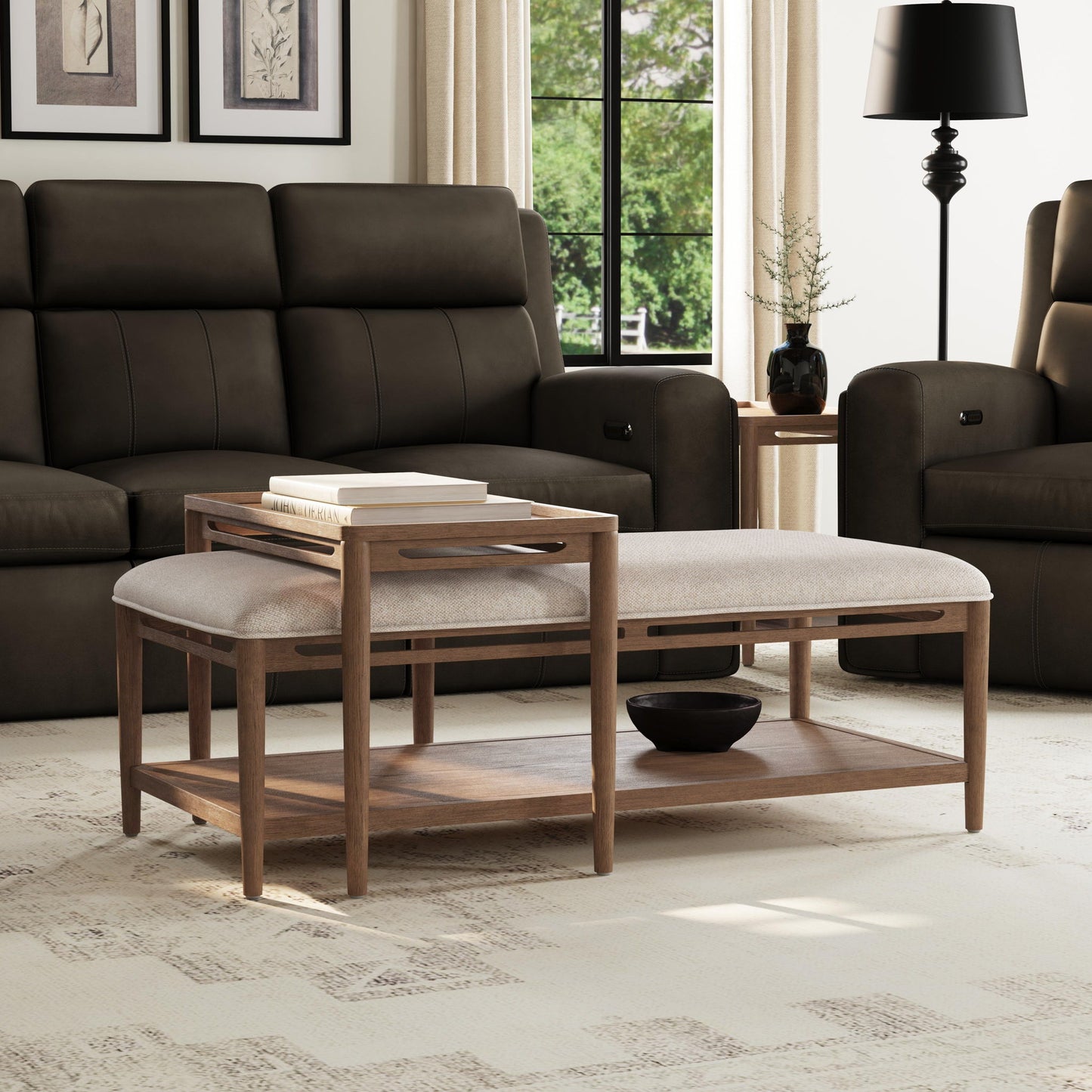 Verona - Rectangular Coffee Table - Beige / Dark Brown