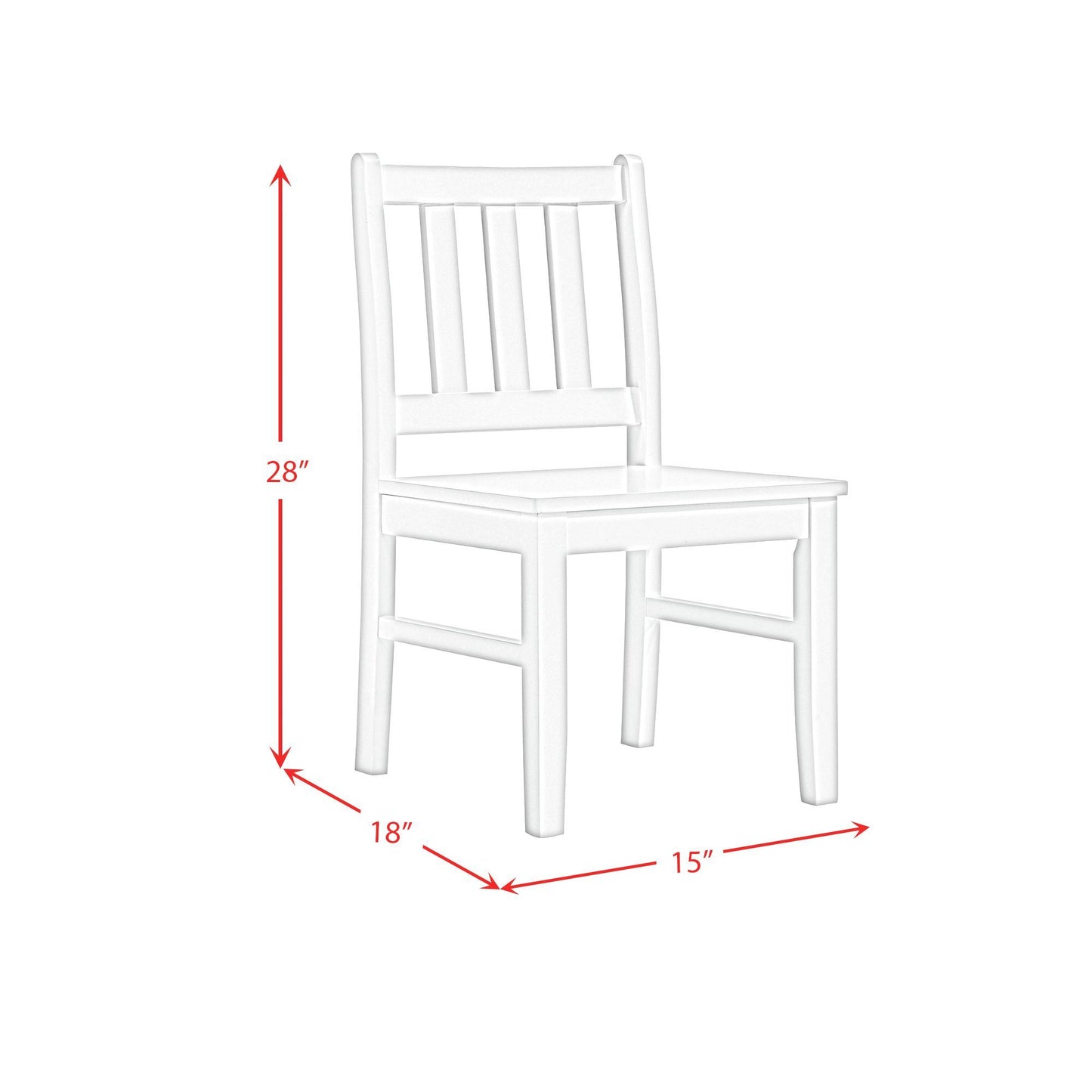 Travis Youth - 5 Piece Dining Set With Table And 4 Chairs - White