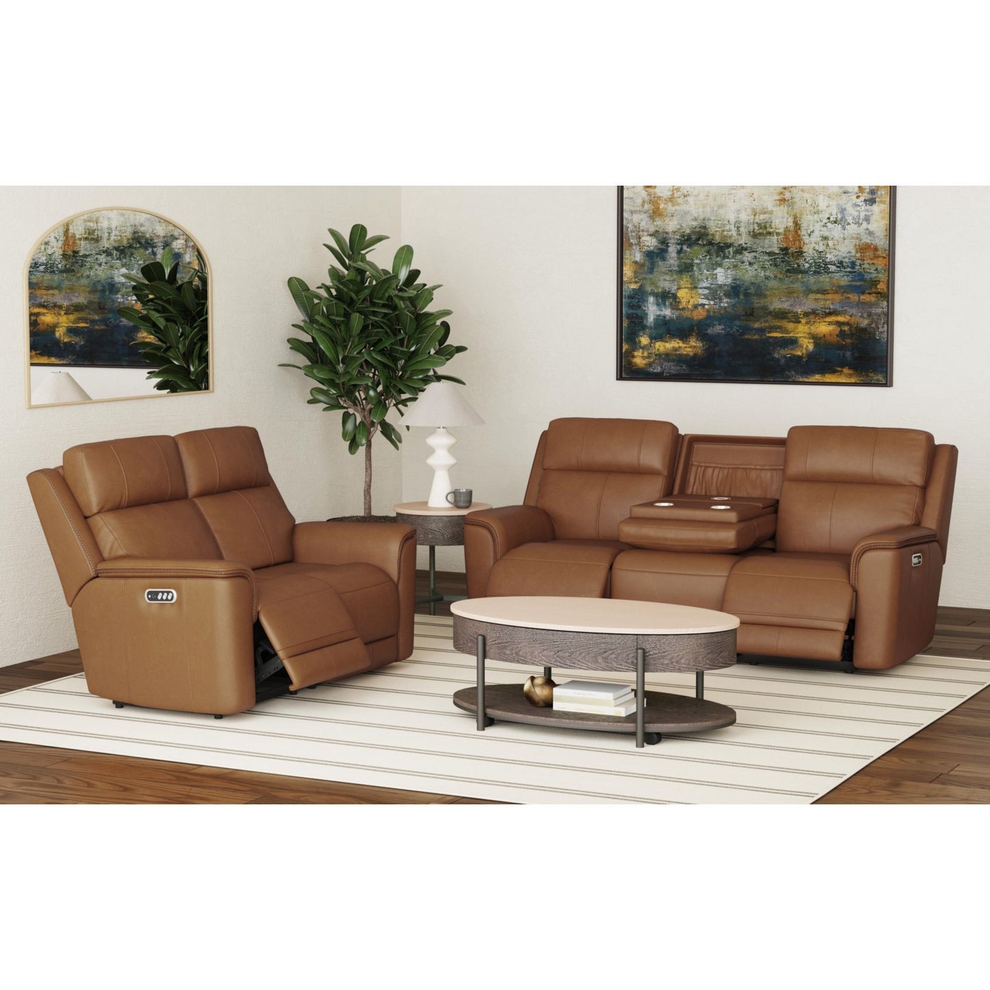 Mustang - Power Motion Loveseat With Power Headrest And Lumbar - Aline Butternut