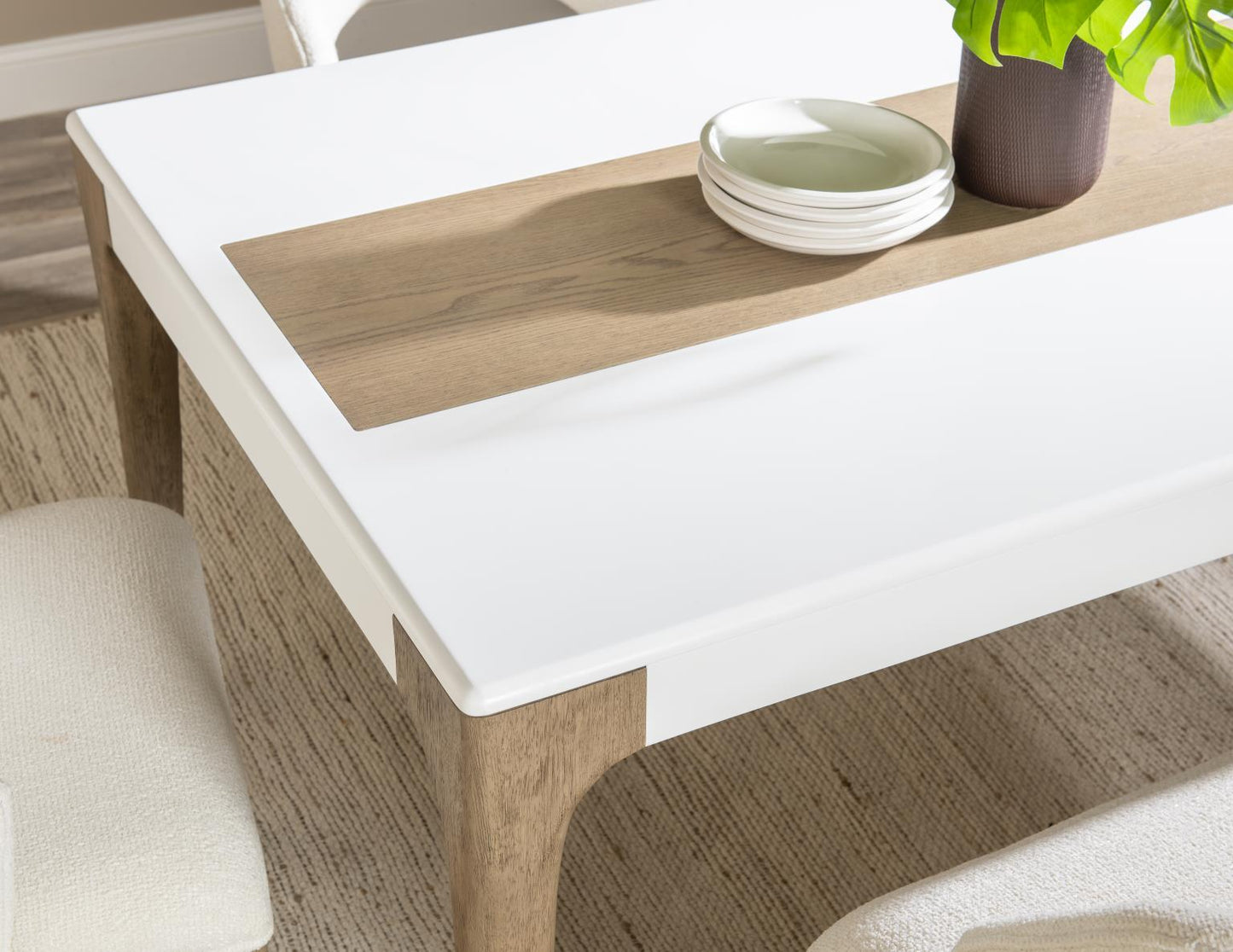 Melrose - Rectangular Dining Table - Cloud White And Desert Oak