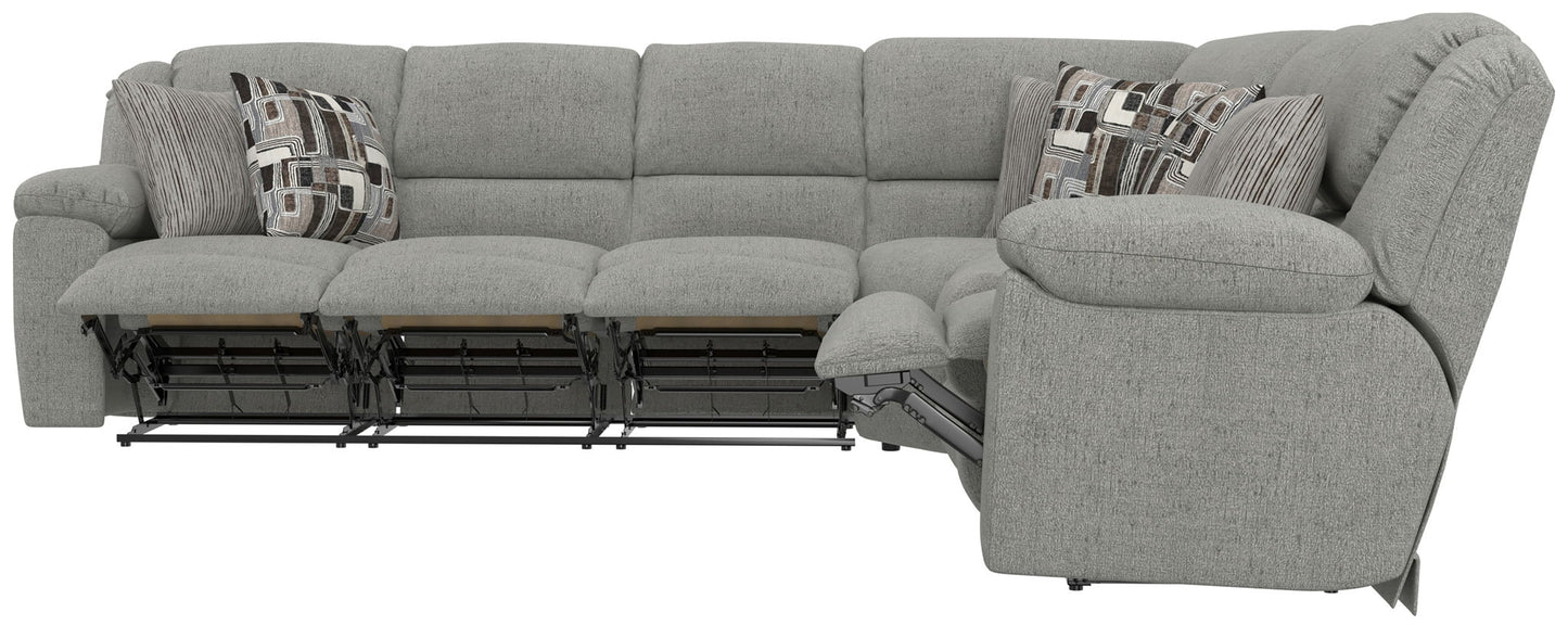 Quinn - 3 Piece Reclining Sectional With 4 Reclining Seats, Storage Arms, Storage Console With Lights, And Drop Down Table - Nature
