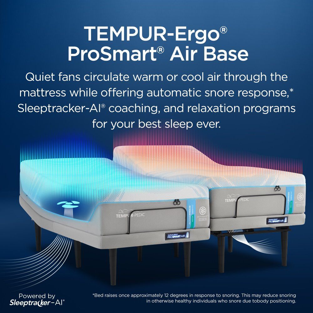 Tempur-Breeze - Tempur-ActiveBreeze Medium Hybrid Mattress With Ergo ProSmart Air Base