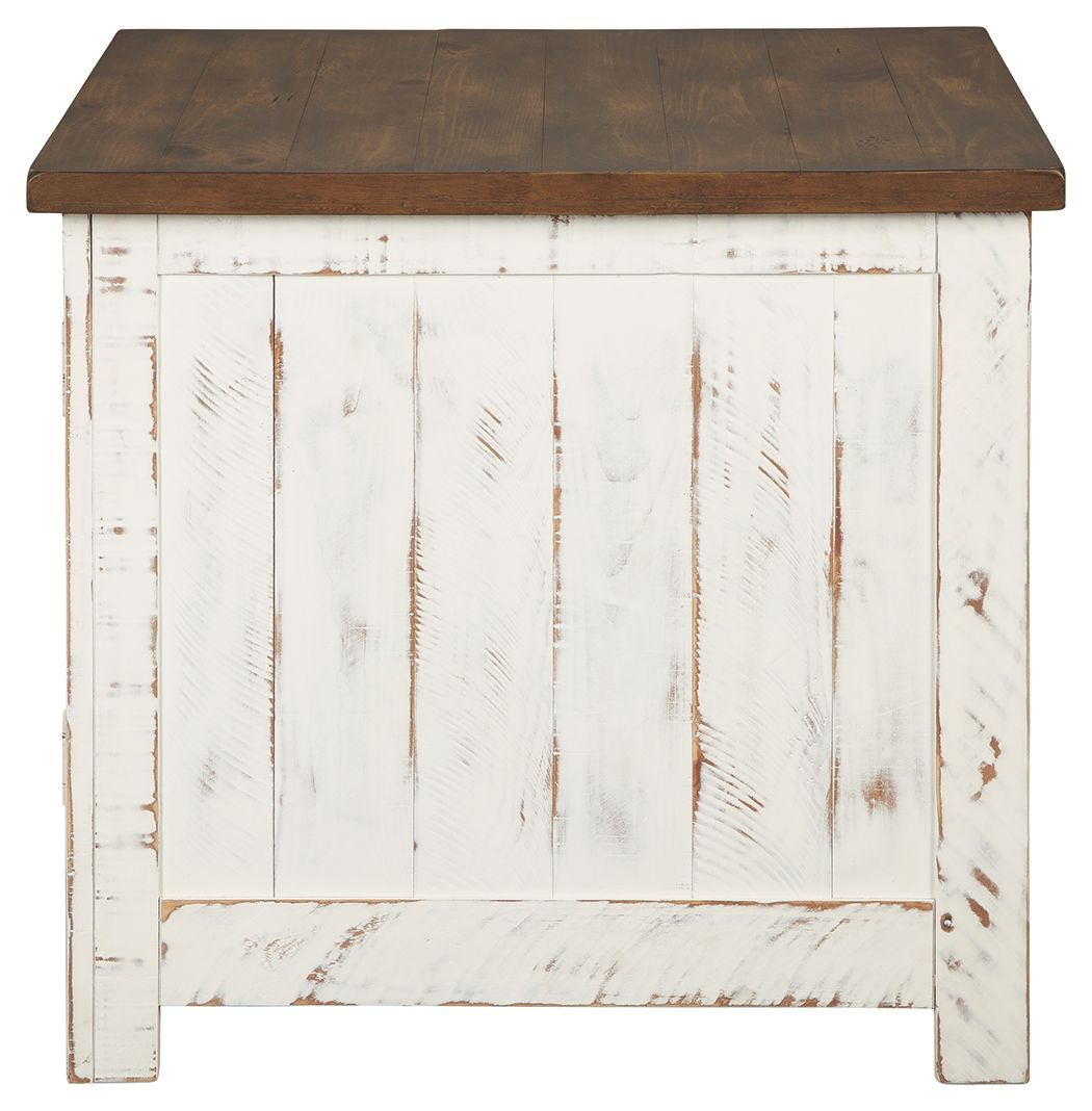 Wystfield - Rectangular End Table - 2 Doors - White / Brown
