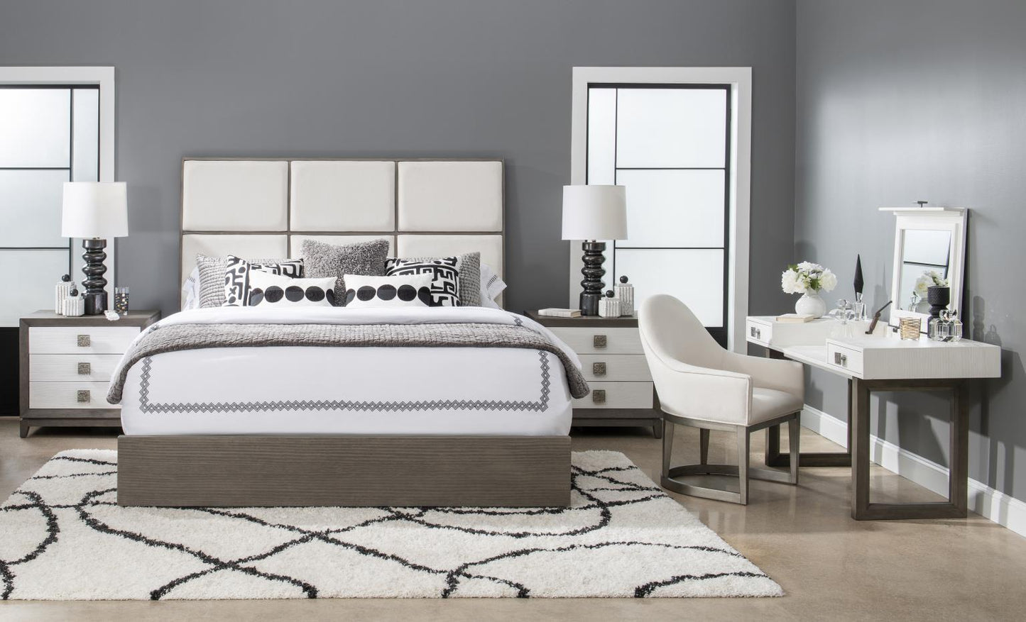 Terra Luna - Upholstered Headboard - King / California King - White Cloud & Nightfall