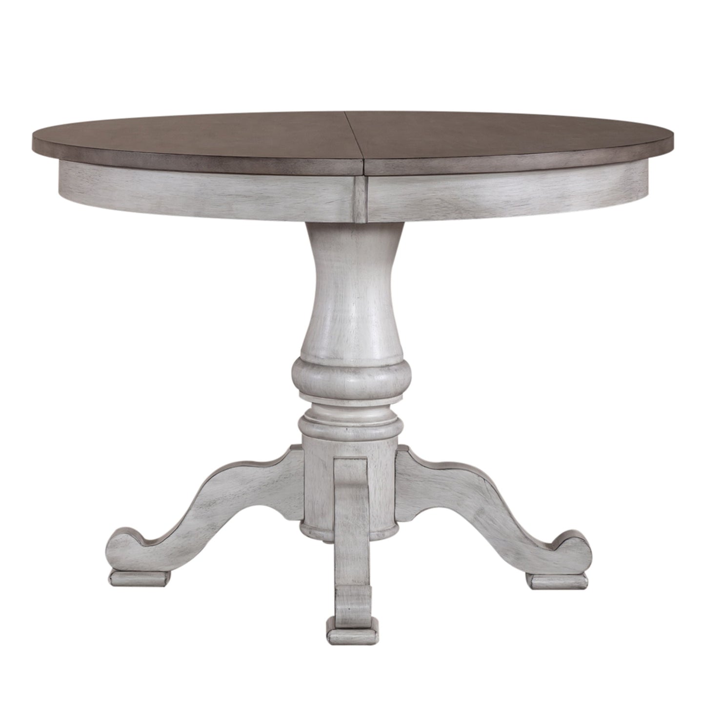 Ocean Isle - Single Pedestal Table Top - Antique White & Dark Brown