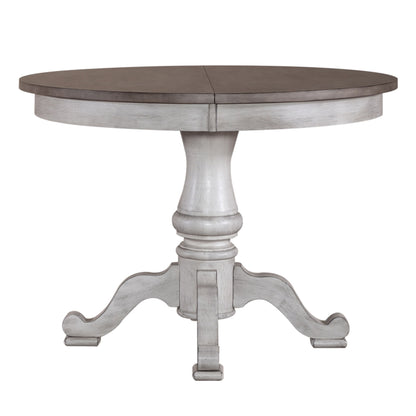 Ocean Isle - Single Pedestal Table Top - Antique White & Dark Brown