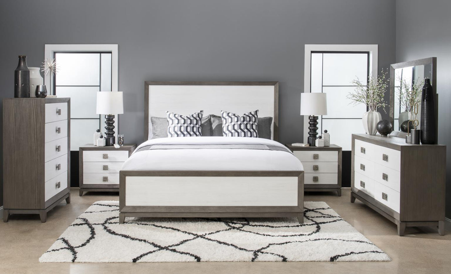 Terra Luna - Panel Headboard - King / California King - White Cloud & Nightfall