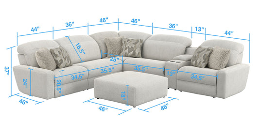 Terrence - Power Adjustable Headrest Power LSF Recliner - Chalk