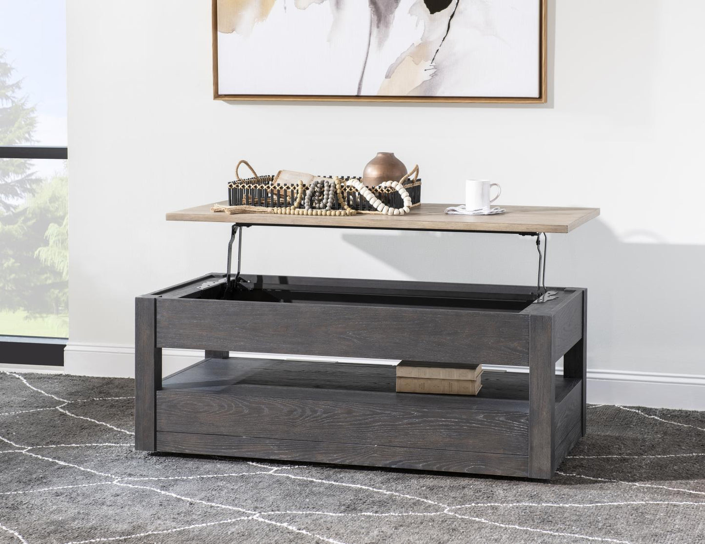 Halifax - Lift Top Cocktail Table - Flax And Java