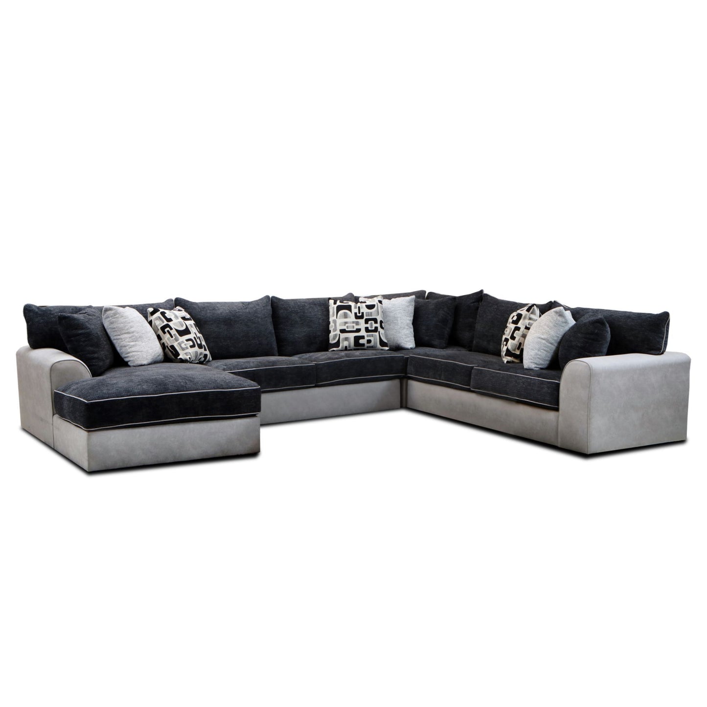 Klein - LHF Armless Return Sofa With 3 Pillows - Bentley Ash / Zaftig Ebony