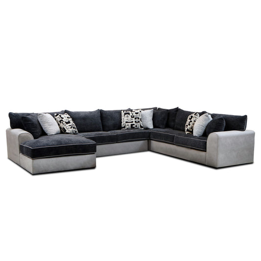 Klein - LHF Armless Return Sofa With 3 Pillows - Bentley Ash / Zaftig Ebony