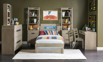 District - Panel Headboard Twin - Weathered Oak