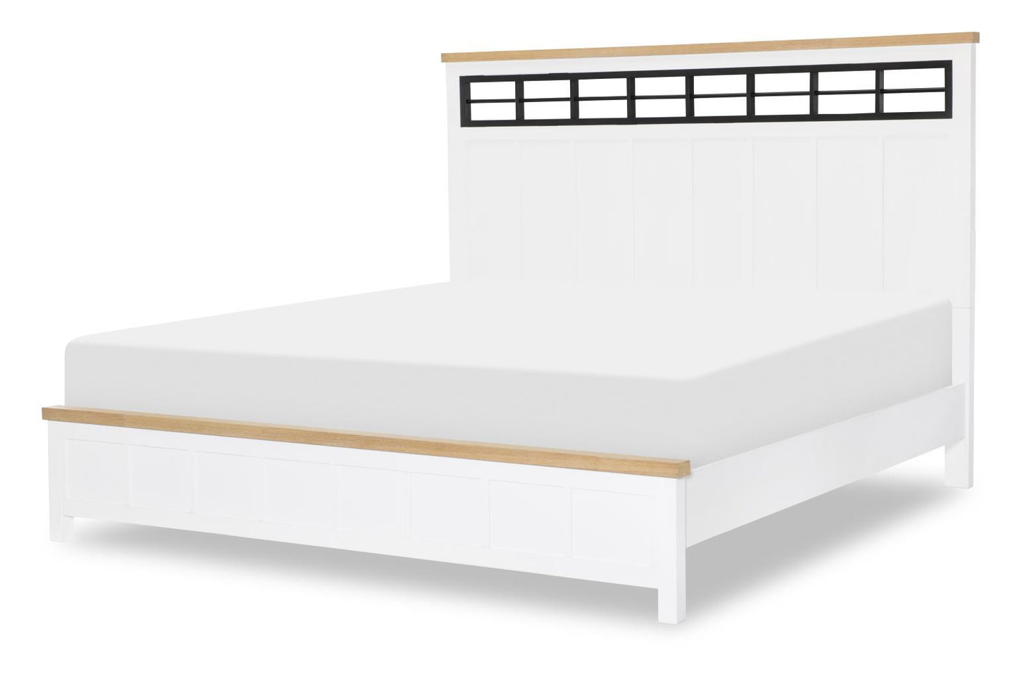 Horizons - Queen Panel Footboard - Pure White / Natural Oak