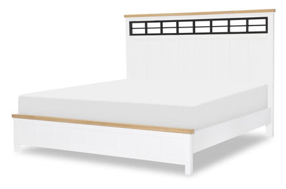 Horizons - Complete Panel Bed - Pure White / Natural Oak