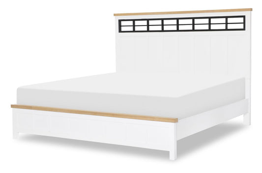 Horizons - King Panel Footboard - Pure White / Natural Oak