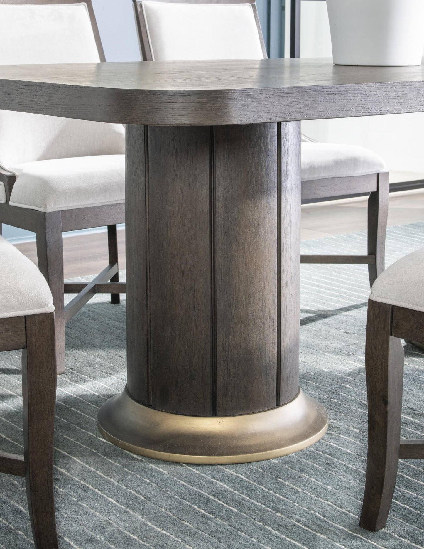 Lancia - Complete Double Pedestal Dining Table - Charred Oak