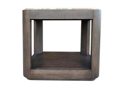 Lancia - Chairside Table With Stone Top - Charred Oak