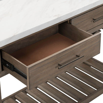 Edison - Server With Faux Marble Top - Brownstone