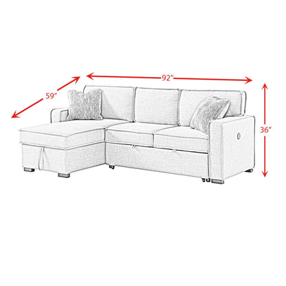 Caracas - Sectional LHF Storage Chaise - Palmer Steel