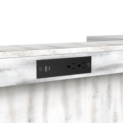 Rogen Rustic - Bar Table With Ice Tray, USB And Power - Rustic White