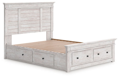 Makidern - Panel Storage Bed With 2 Under Bed Storage Units